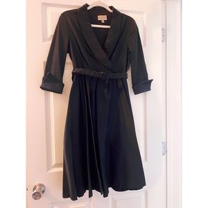 Vintage sz 6 lindy bop black fit & flare 3/4 sleeve belted dress 50s Rockabilly